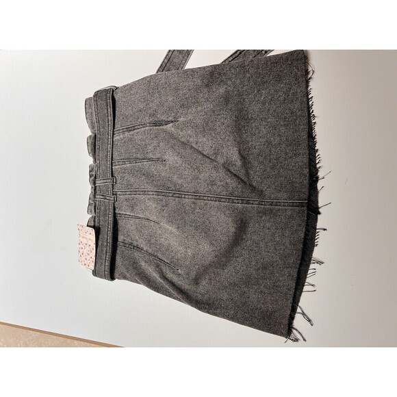 Free People East Of Eden Button Fly Denim Black Jean Skirt Belted   Sz 25 /S NWT - Picture 3 of 8